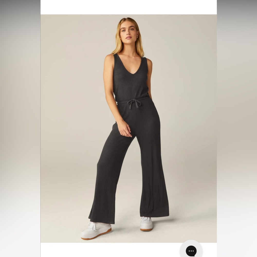 Beyond Yoga size S ribbed black Jetsetter Jumpsuit